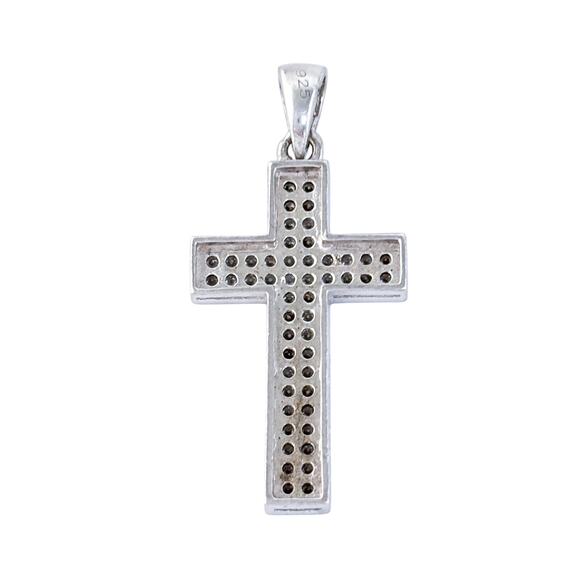 Cubic Zirconia Cross Pendant | Vintage Sterling Silver 925 - Picture 4 of 7